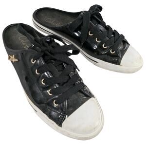 COLE HAAN/NIKE AIR! BLACK PATENT LEATHER MULE STYLE TENNIS SHOES, SNEAKERS! SZ 9